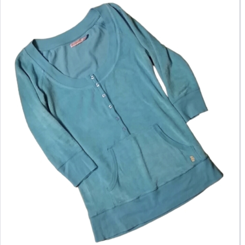 Juicy Couture Womans Velour Waffle Weave Aqua Tunic Size Medium